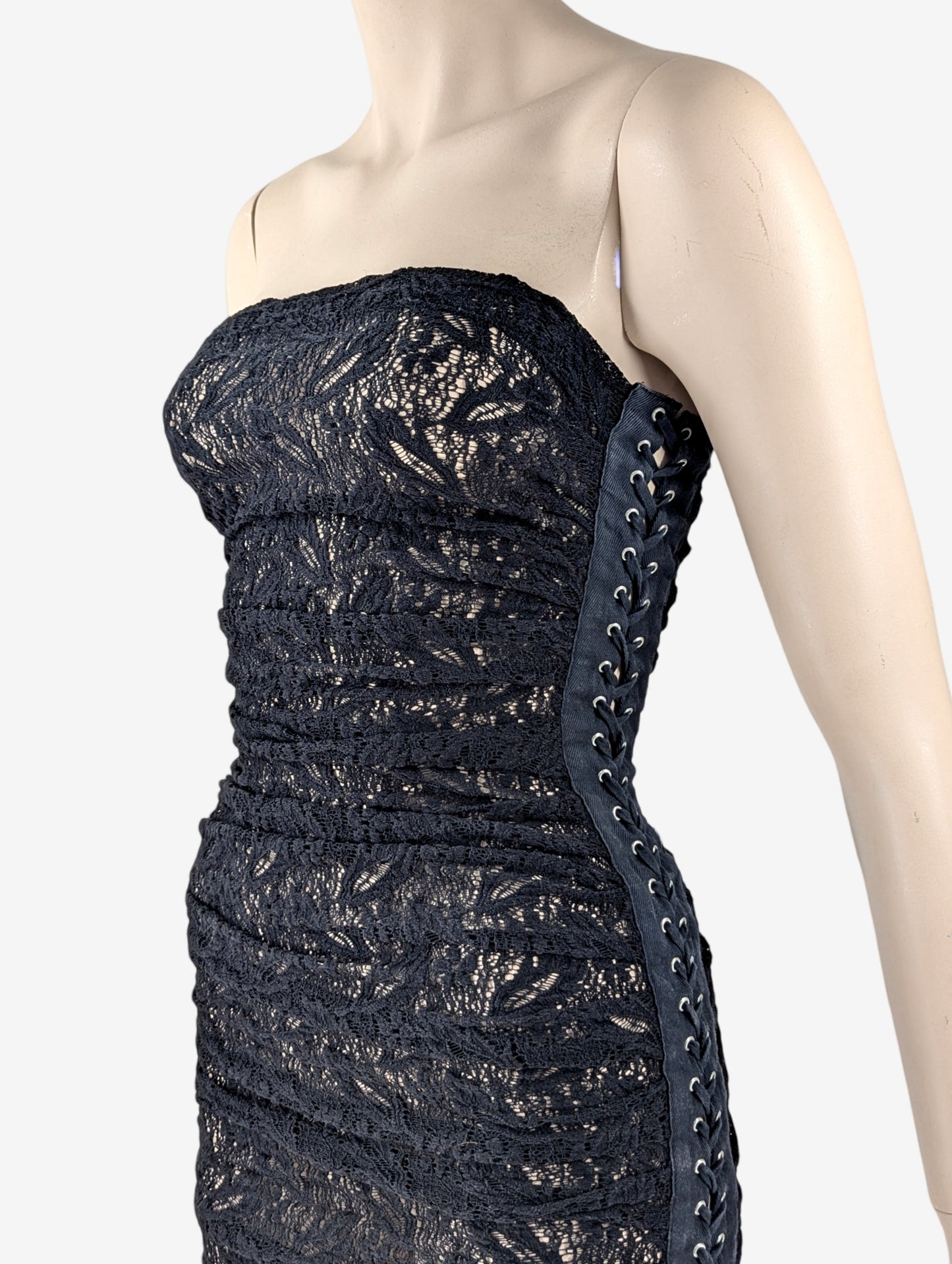 Dolce & Gabbana S/S Black Sheer Lace up Dress