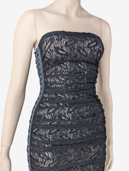 Dolce & Gabbana S/S Black Sheer Lace up Dress