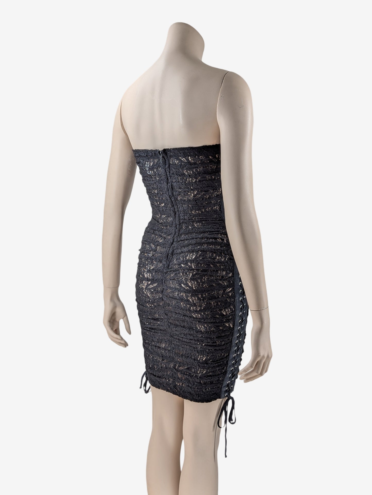 Dolce & Gabbana S/S Black Sheer Lace up Dress