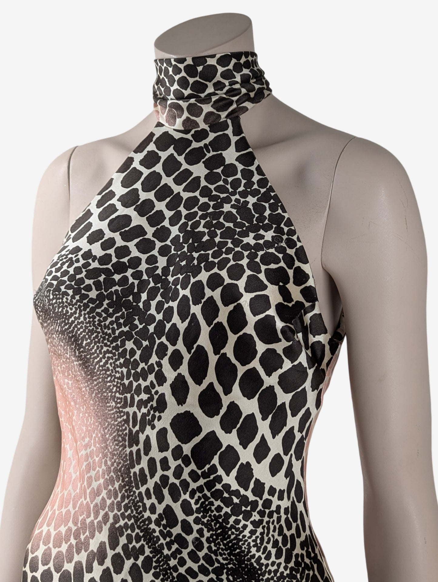 Roberto Cavalli Cheetah Print Silk Halter Dress