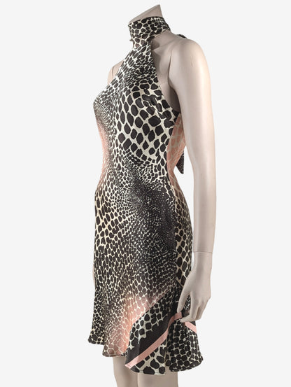 Roberto Cavalli Cheetah Print Silk Halter Dress