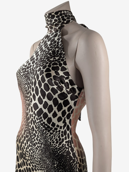 Roberto Cavalli Cheetah Print Silk Halter Dress