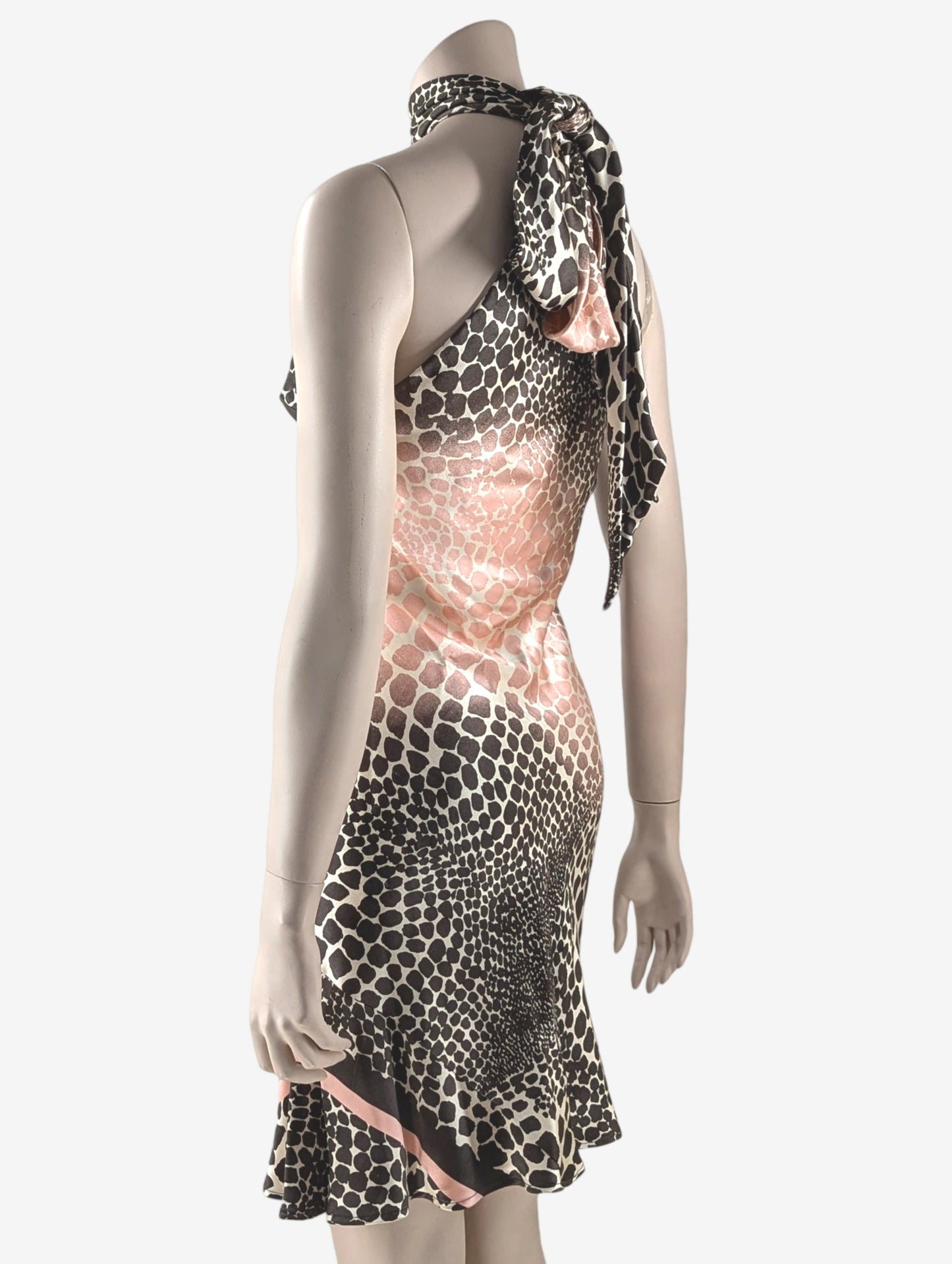 Roberto Cavalli Cheetah Print Silk Halter Dress