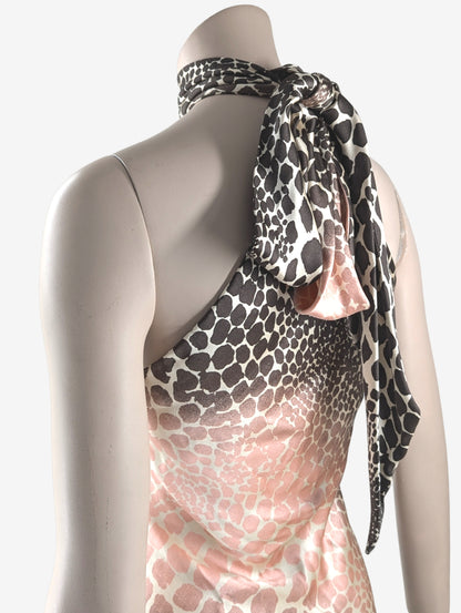 Roberto Cavalli Cheetah Print Silk Halter Dress