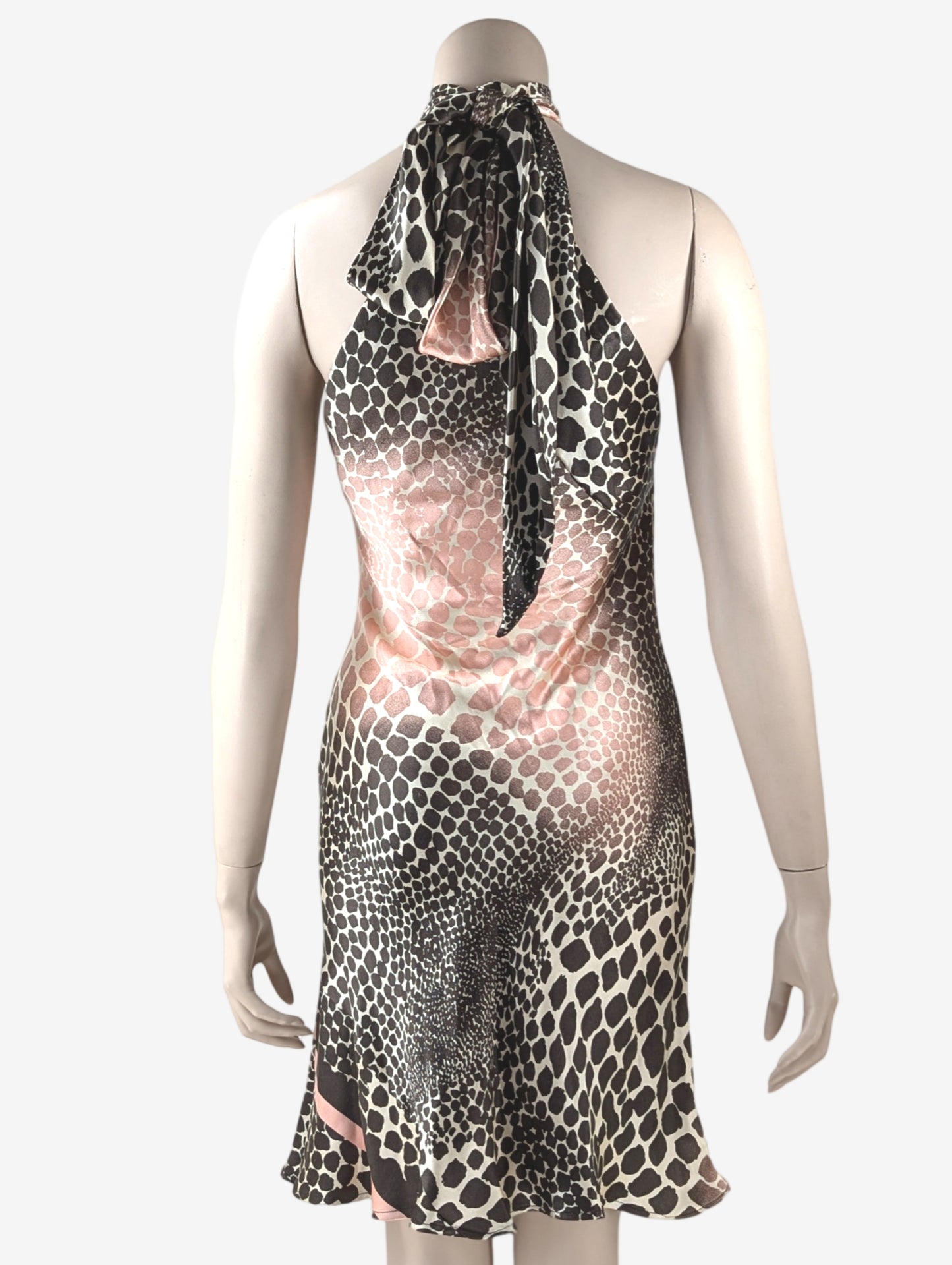 Roberto Cavalli Cheetah Print Silk Halter Dress