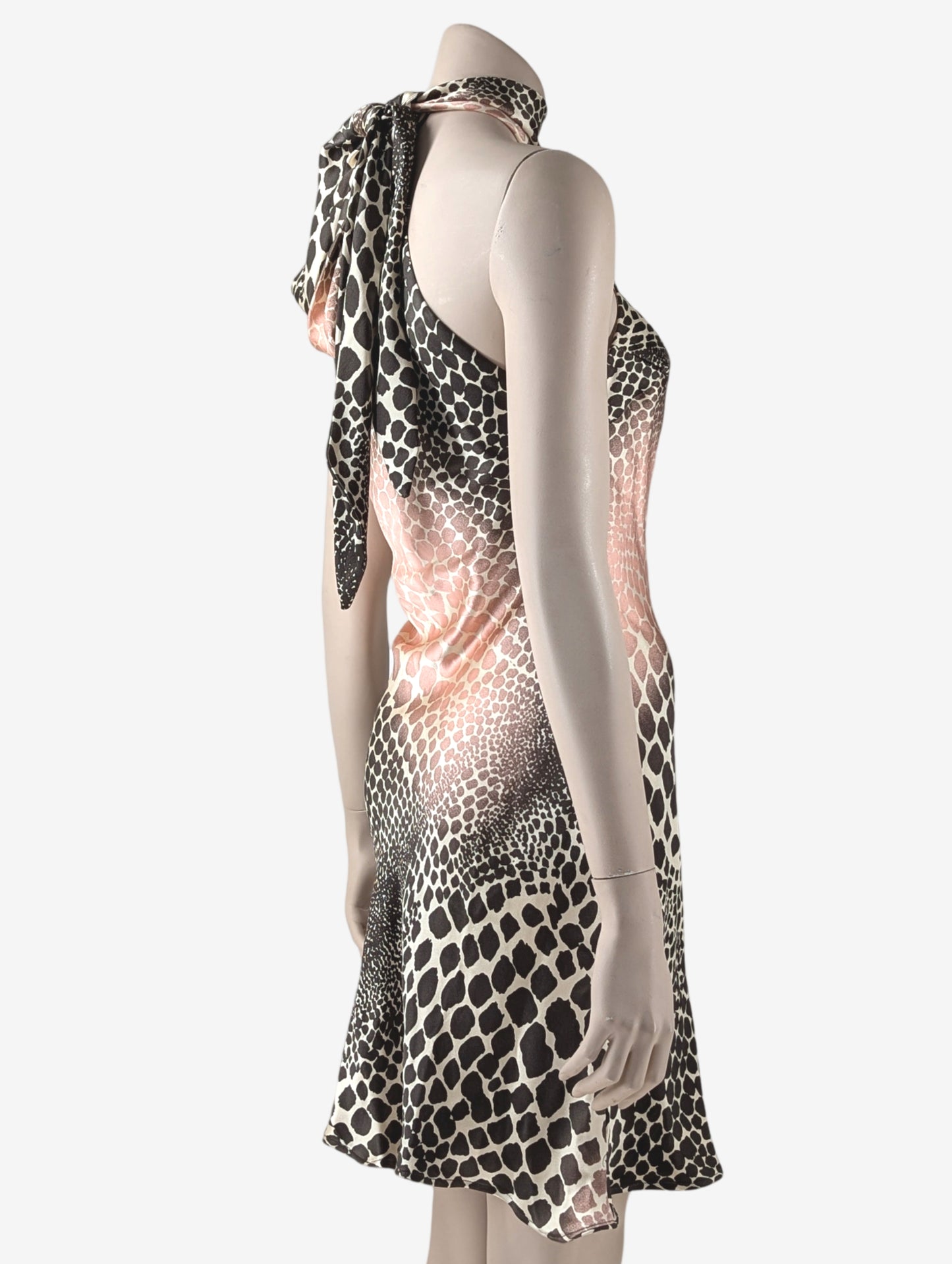 Roberto Cavalli Cheetah Print Silk Halter Dress