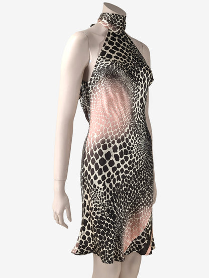 Roberto Cavalli Cheetah Print Silk Halter Dress