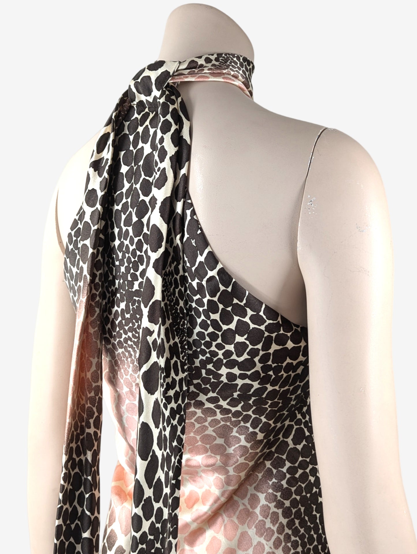 Roberto Cavalli Cheetah Print Silk Halter Dress