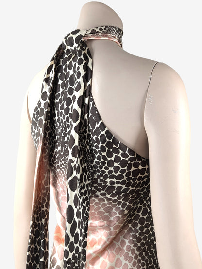 Roberto Cavalli Cheetah Print Silk Halter Dress