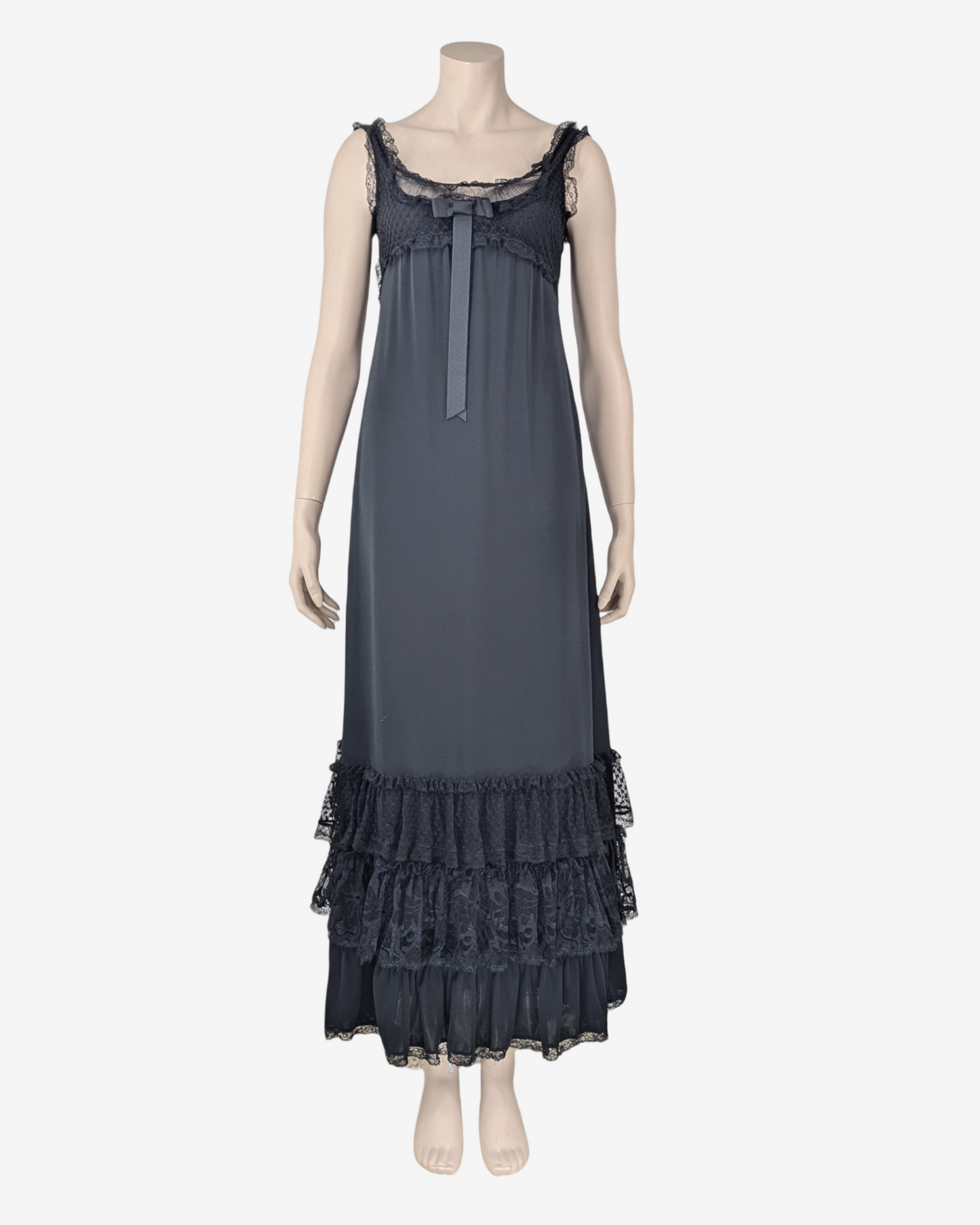 D&G Dolce and Gabbana "Mercredi" Black Laces Maxi Dress