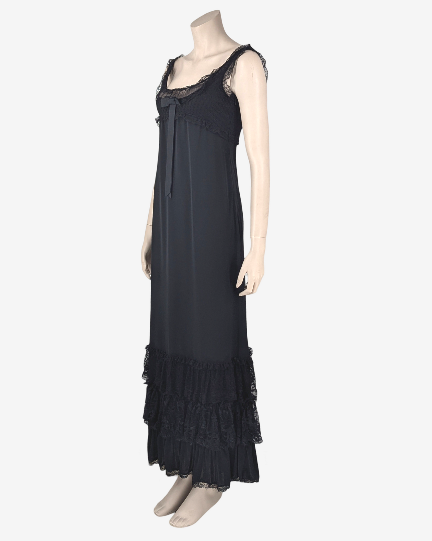 D&G Dolce and Gabbana "Mercredi" Black Laces Maxi Dress