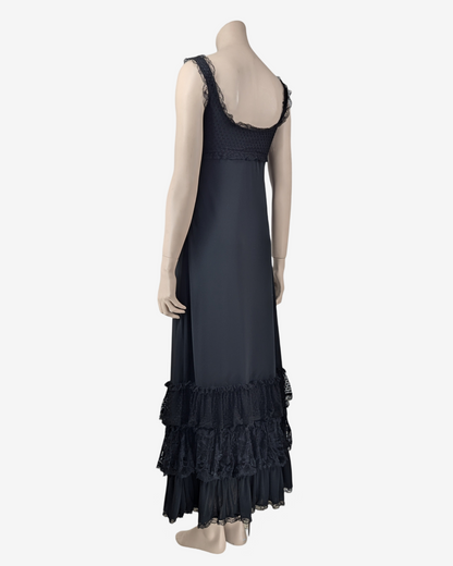 D&G Dolce and Gabbana "Mercredi" Black Laces Maxi Dress