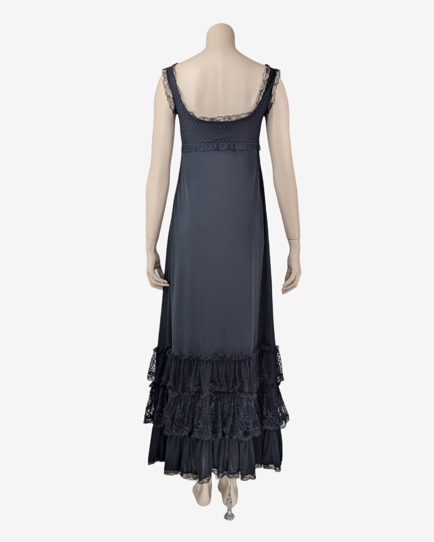 D&G Dolce and Gabbana "Mercredi" Black Laces Maxi Dress