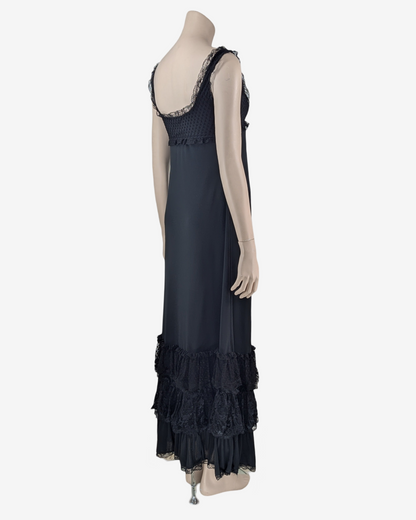 D&G Dolce and Gabbana "Mercredi" Black Laces Maxi Dress