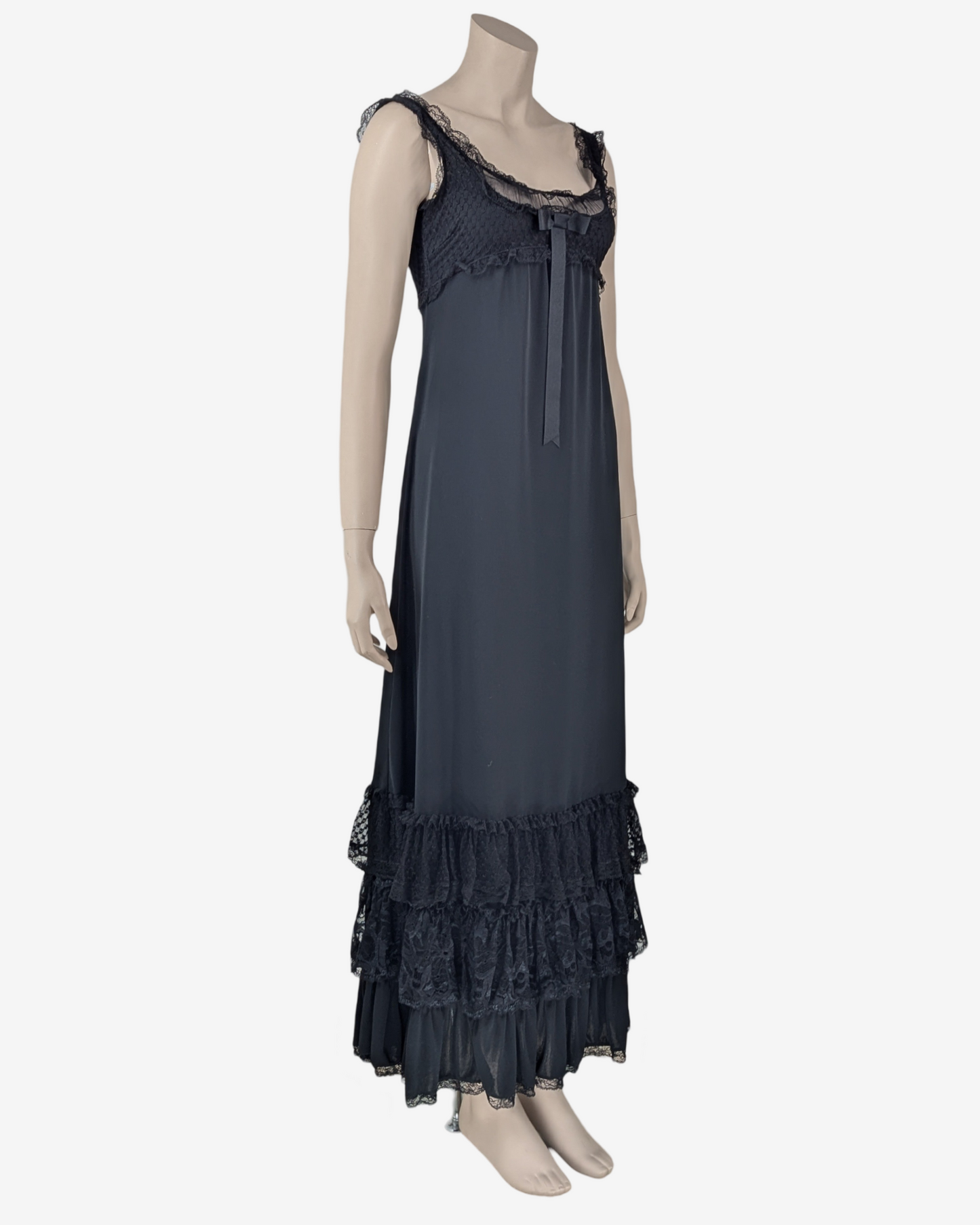 D&G Dolce and Gabbana "Mercredi" Black Laces Maxi Dress