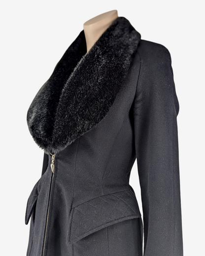 Mugler "Blade Runner" Black Wool Fur Collar Suit