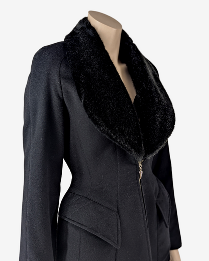 Mugler "Blade Runner" Black Wool Fur Collar Suit