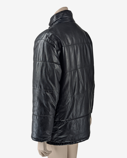 Gianfranco Ferré Mid Length Quilted Panel Ribbed Leather Bombers