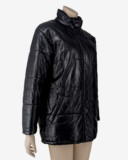 Gianfranco Ferré Mid Length Quilted Panel Ribbed Leather Bombers