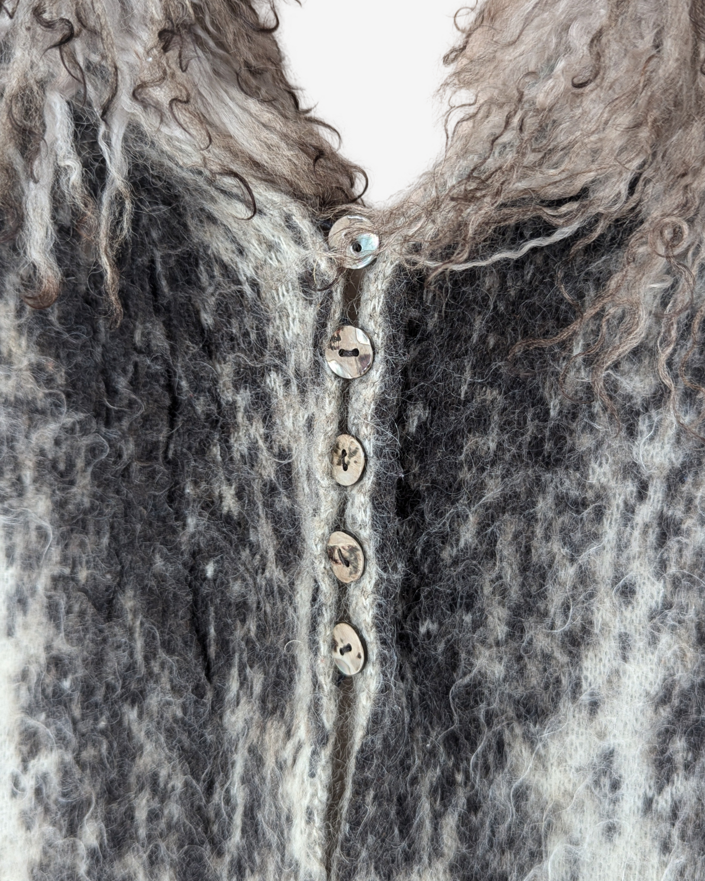 Roberto Cavalli mohair cardigan with Mongolian fur collar