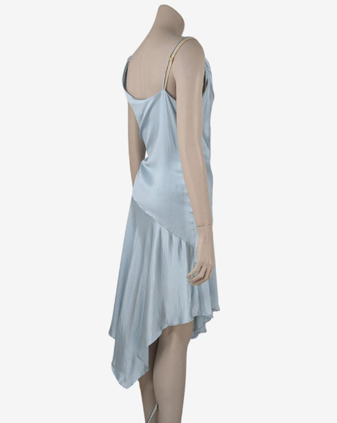 Celeste Light Blue Asymmetric Silk Dress