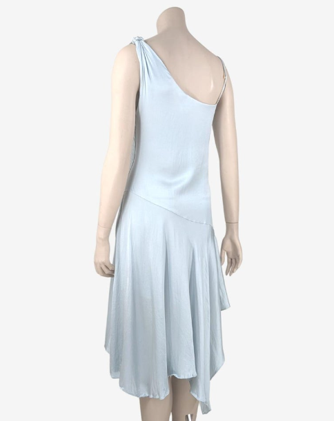 Celeste Light Blue Asymmetric Silk Dress