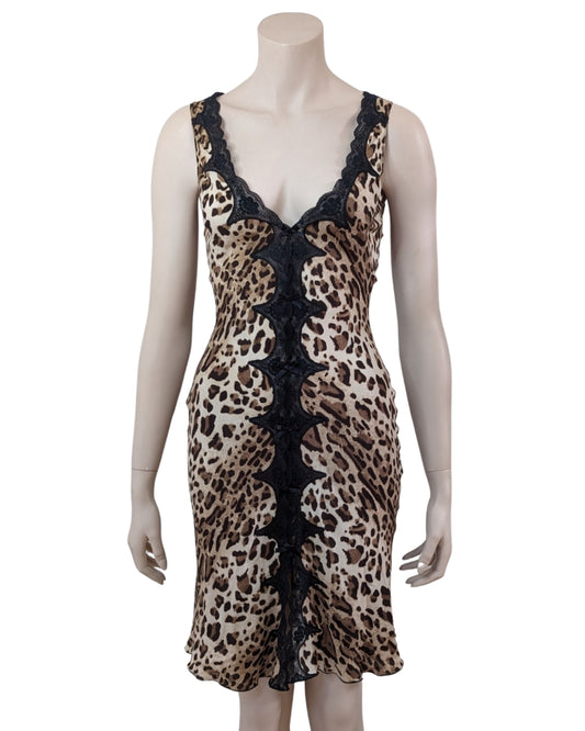 Blumarine Cheetah Silk Dress with Cut-out Black Dress