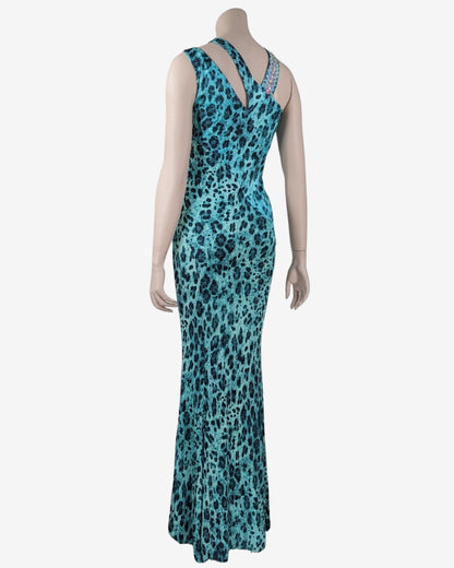 Blumarine Fall 2012 Turqoise Animal Print Dress