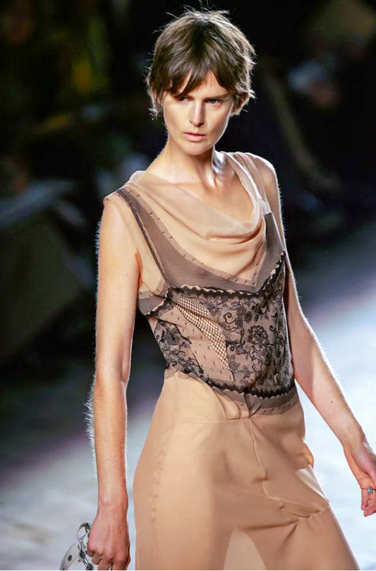 Christian Dior Trompe-l'oeil Print Silk Dress Spring 2006 Runway