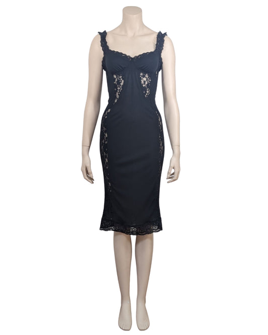 D&G by Dolce & Gabbanna Fall Winter 2003 Laces Insert Midi Dress at SoirVIntage