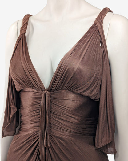 Gucci by Tom Ford Draped Brown Mini Dress S/S 2003