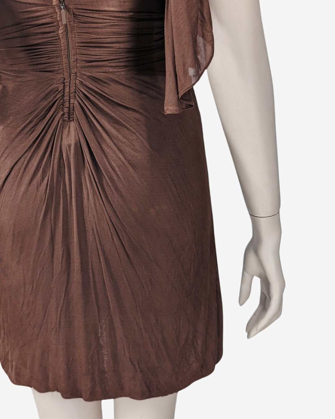 Gucci by Tom Ford Draped Brown Mini Dress S/S 2003