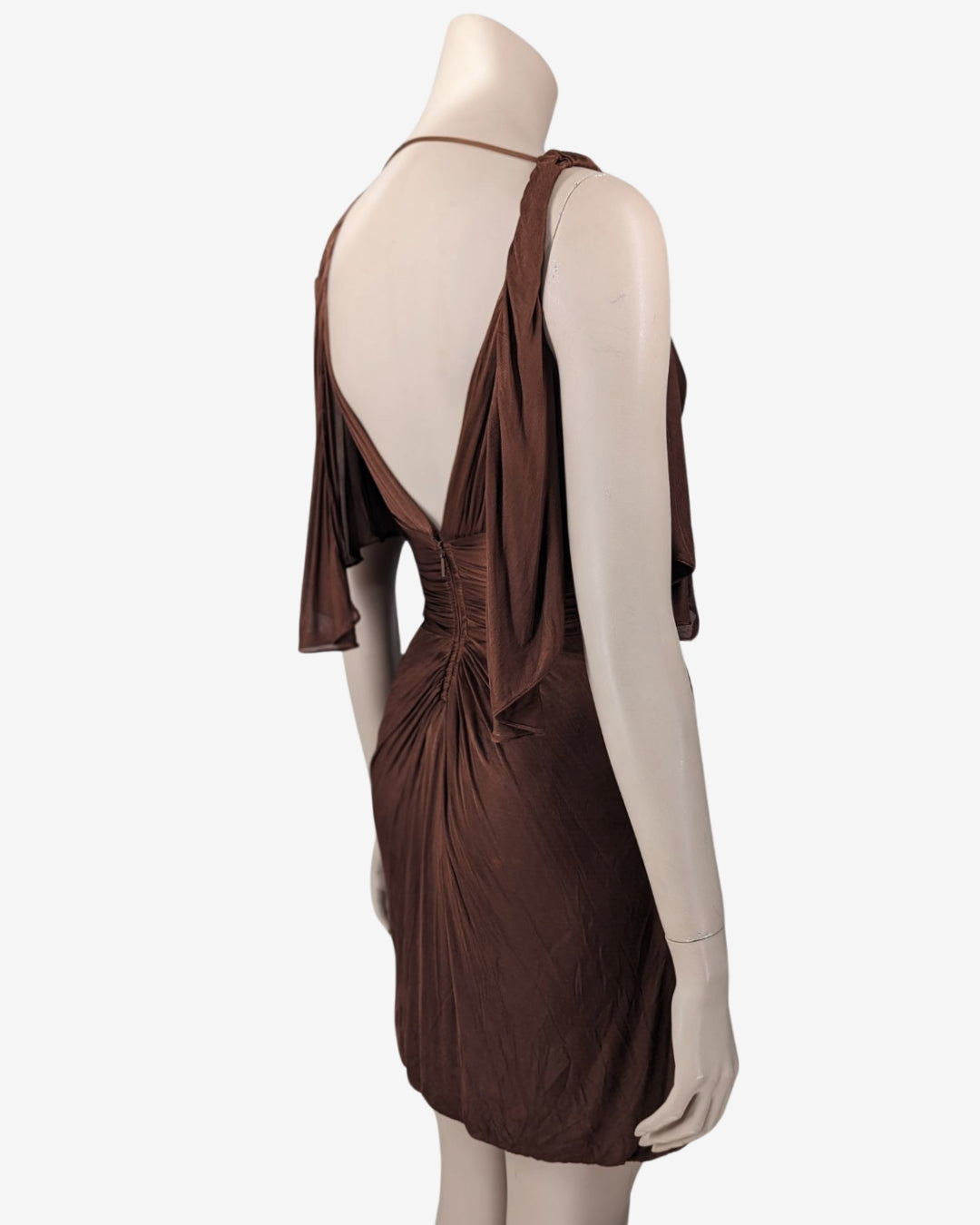 Gucci by Tom Ford Draped Brown Mini Dress S/S 2003