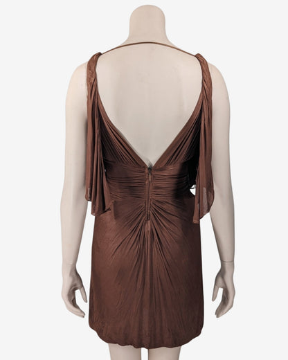 Gucci by Tom Ford Draped Brown Mini Dress S/S 2003