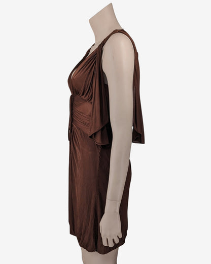 Gucci by Tom Ford Draped Brown Mini Dress S/S 2003