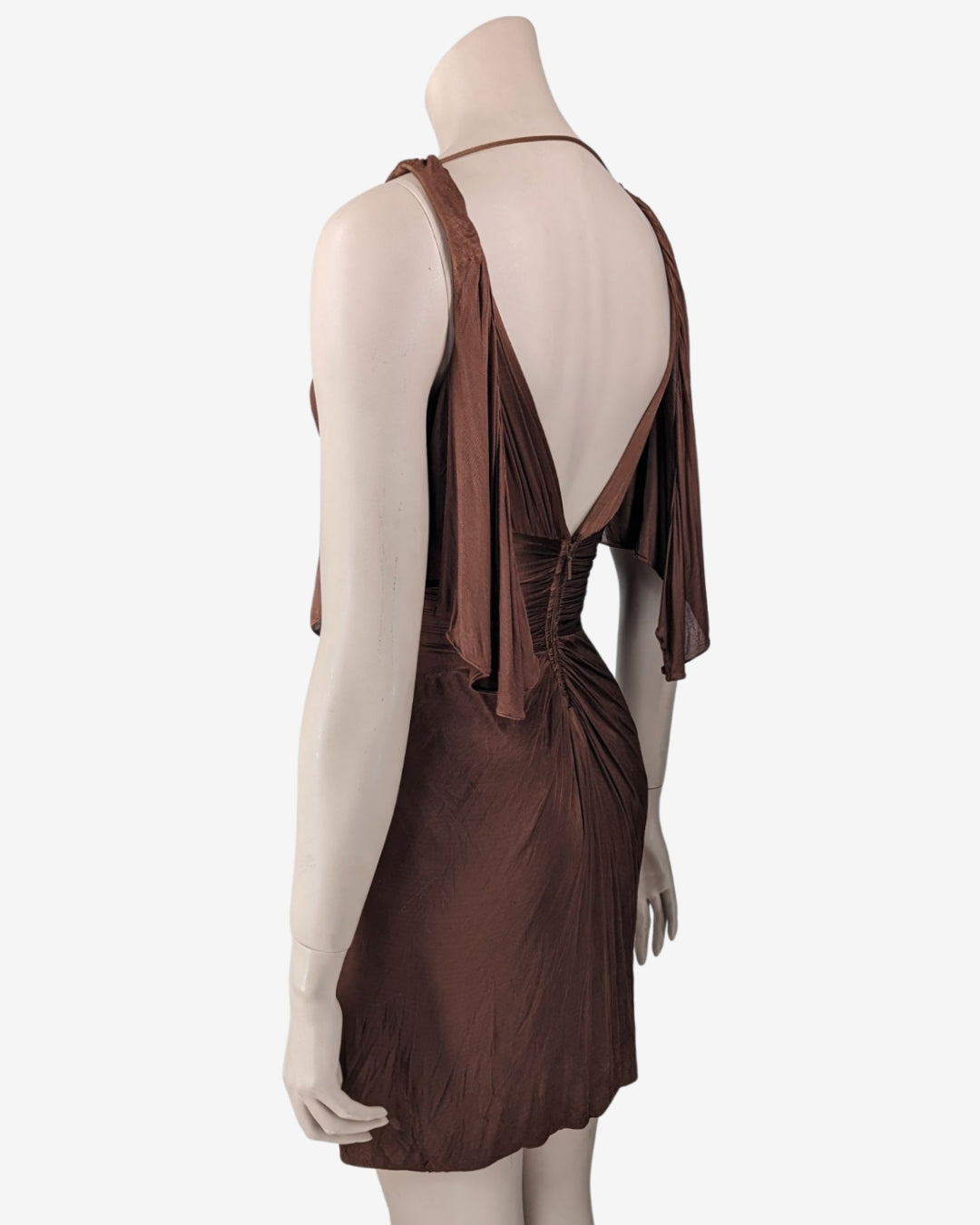 Gucci by Tom Ford Draped Brown Mini Dress S/S 2003