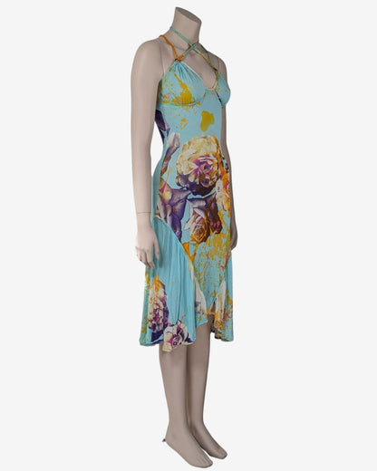 Just Cavalli Criss-Cross Straps Floral Print Dress