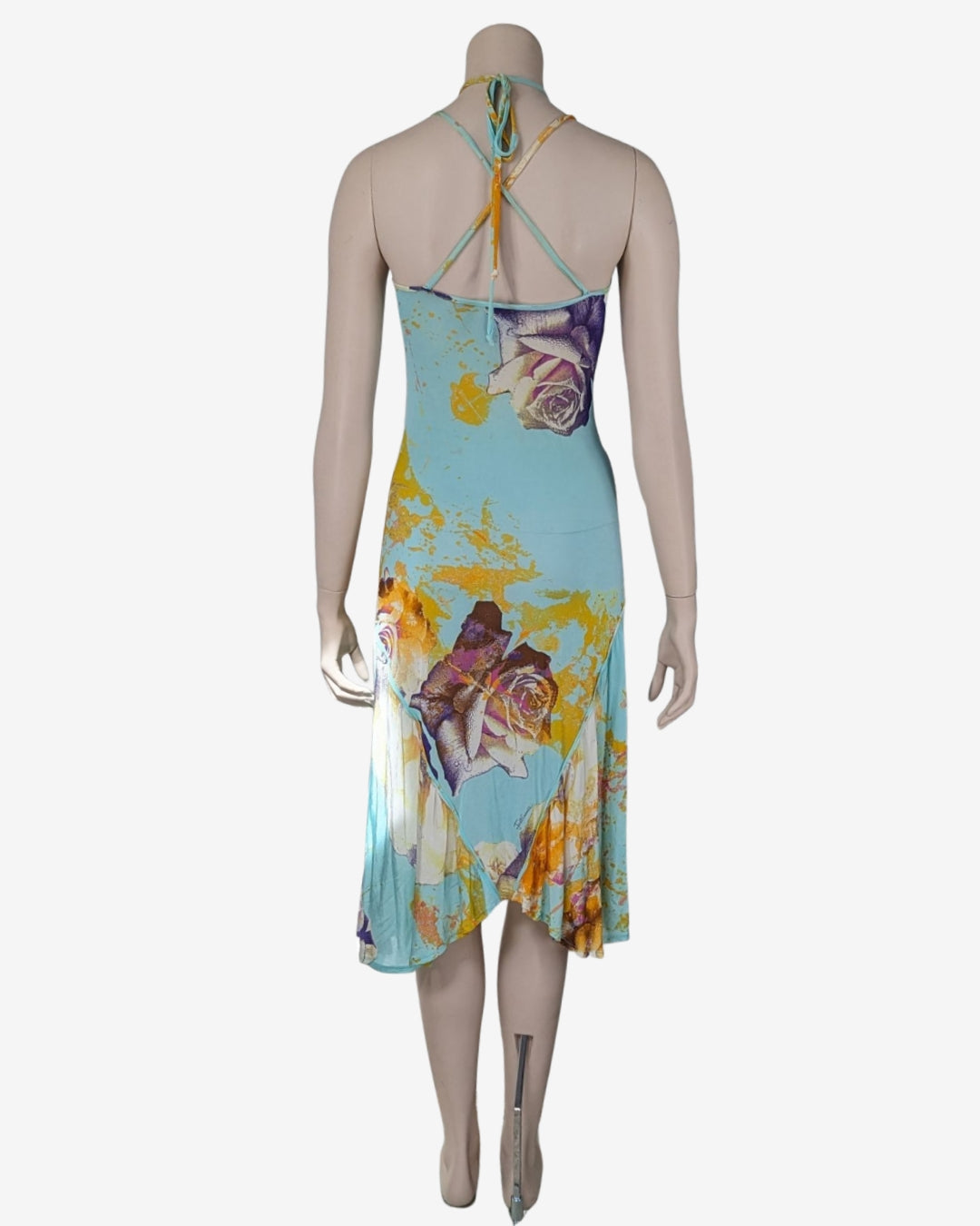 Just Cavalli Criss-Cross Straps Floral Print Dress