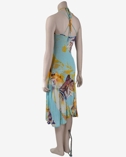 Just Cavalli Criss-Cross Straps Floral Print Dress