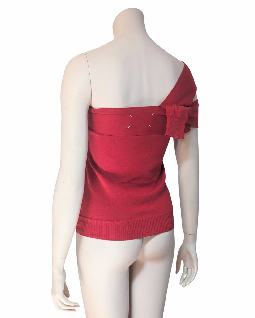 Maison Martin Margiela Red Deconstructed Knitted Top at Soirvintage