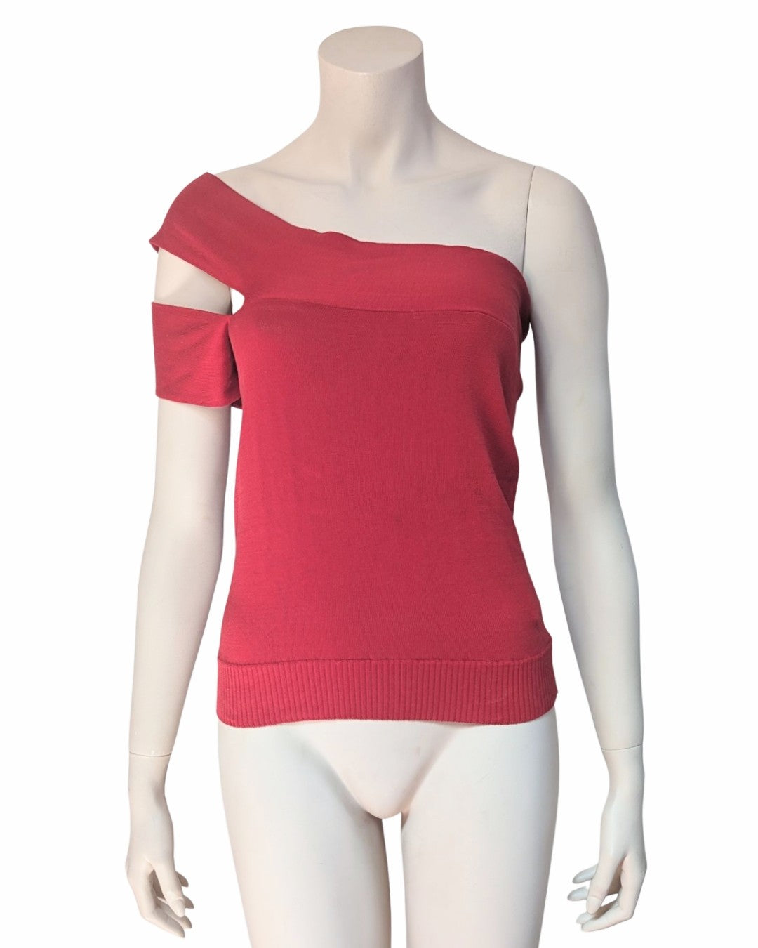 Maison Martin Margiela Red Deconstructed Knitted Top at Soirvintage