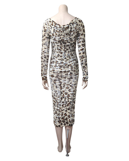 Blumarine S/S 2011 Pleated Fluid Animal Print Dress at SoirVintage