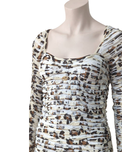 Blumarine S/S 2011 Pleated Fluid Animal Print Dress at SoirVintage