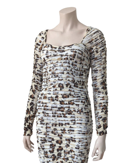 Blumarine S/S 2011 Pleated Fluid Animal Print Dress at SoirVintage