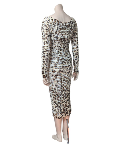 Blumarine S/S 2011 Pleated Fluid Animal Print Dress at SoirVintage