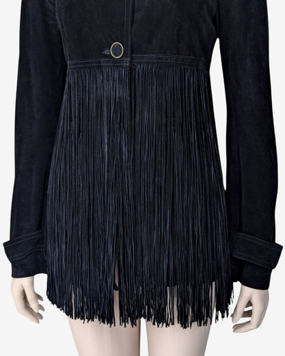 Plein Sud by Faycal Amor Western Suede Jacket with Fringes