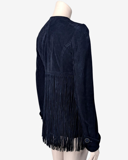 Plein Sud by Faycal Amor Western Suede Jacket with Fringes