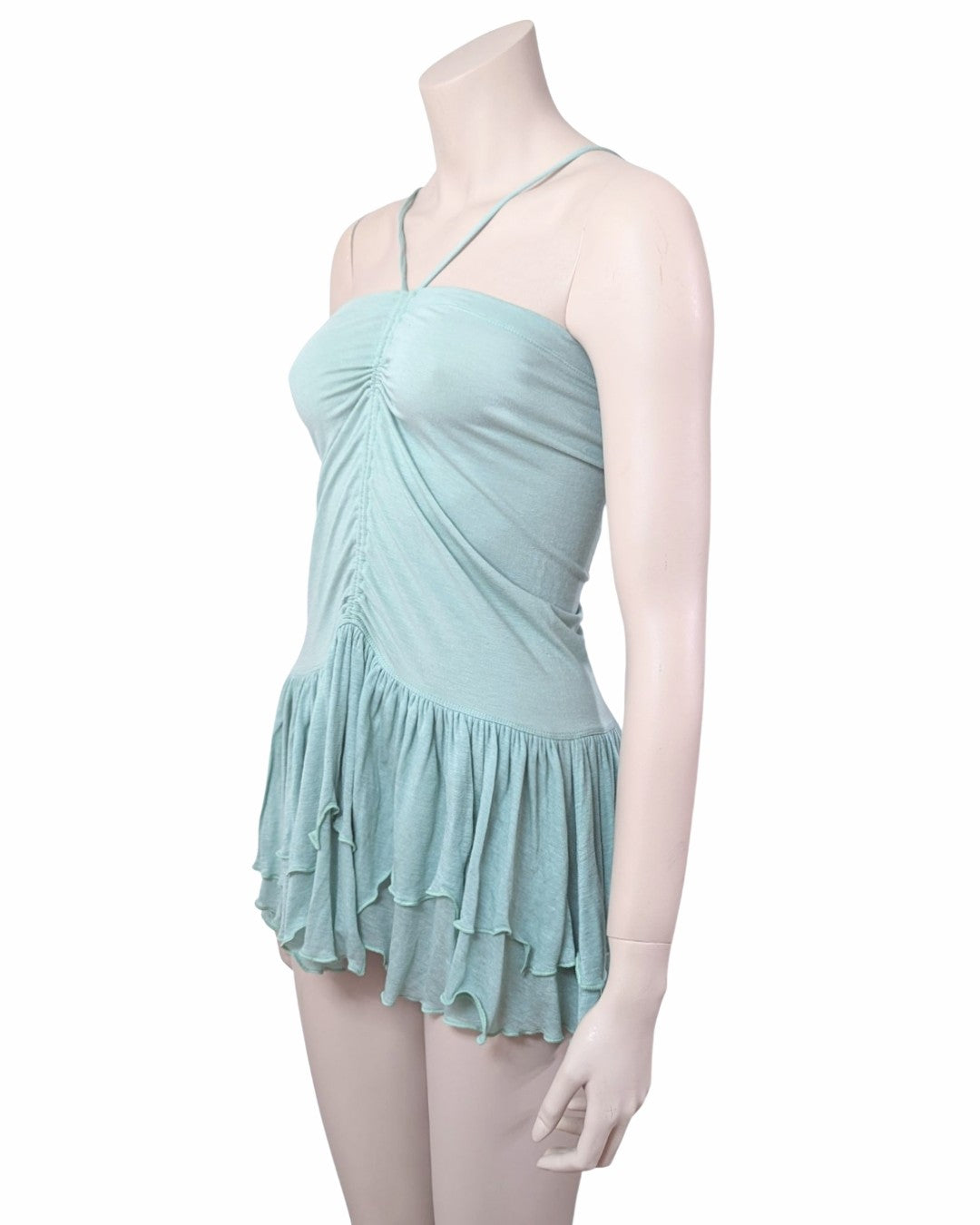 Plein Sud Turquoise Draped Bustier Top at SoirVintage