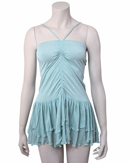 Plein Sud Turquoise Draped Bustier Top at SoirVintage