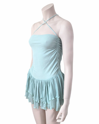 Plein Sud Turquoise Draped Bustier Top at SoirVintage